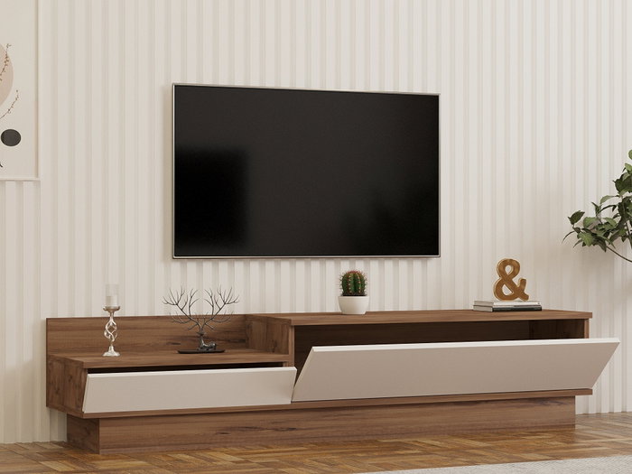 Hanah Home Soporte de TV Barko en Pino Atlántico y Blanco